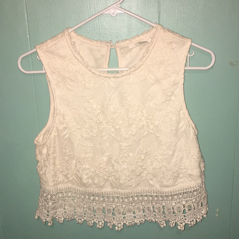 White Lace Crop Top